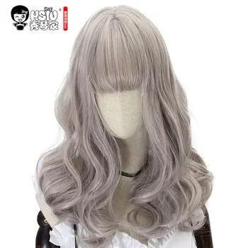 

HSIU Harajuku Lolita wig Princess Women's girl's lady sweet Cute Lolita cosplay wig grey pink Vintage European NEW High quality