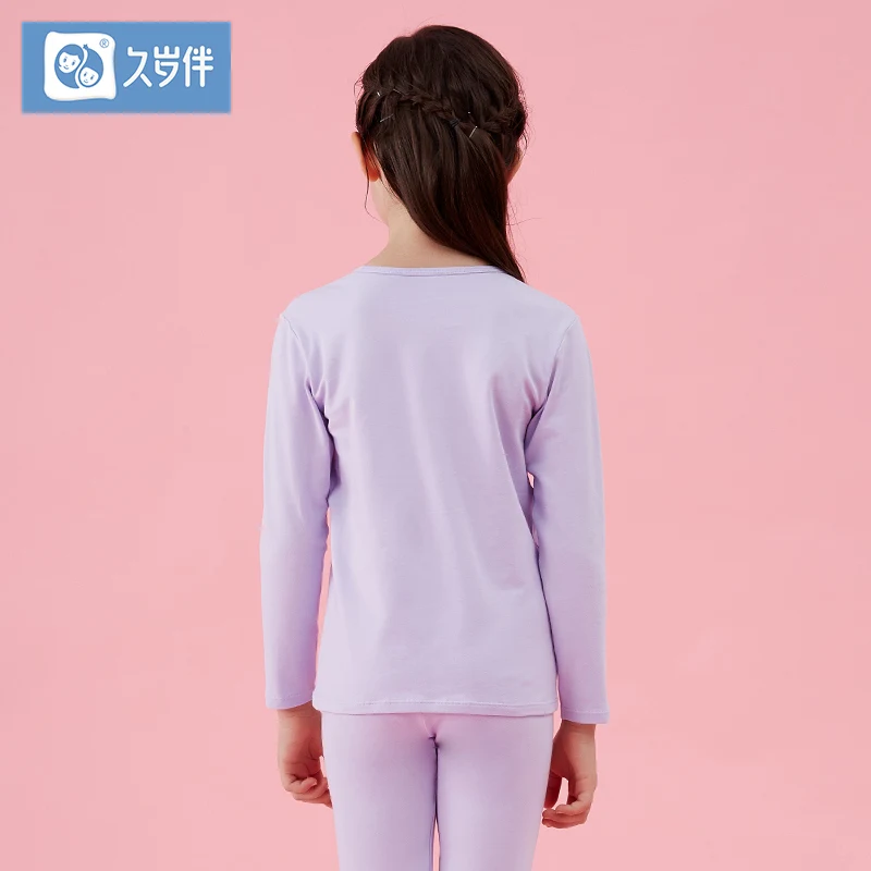 Детское осенне-зимнее тонкое хлопковое термобелье плюс бархатный костюм для больших девочек Qiuyiqiuku