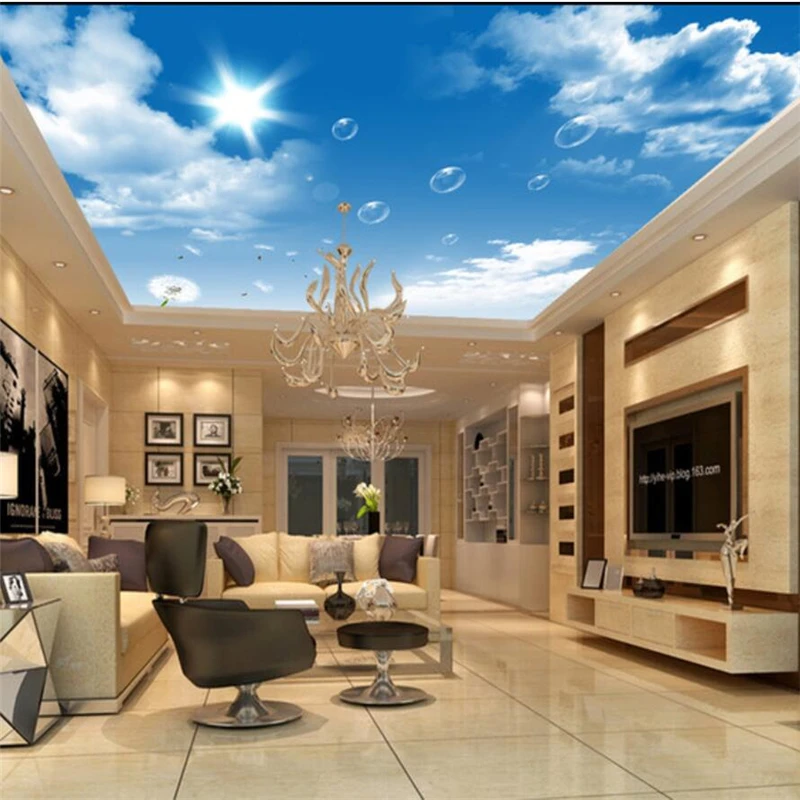 

wellyu Custom wallpaper 3d обои high - definition blue sky white dwarf dandelion roof ceiling wallpaper painting Papel de parede