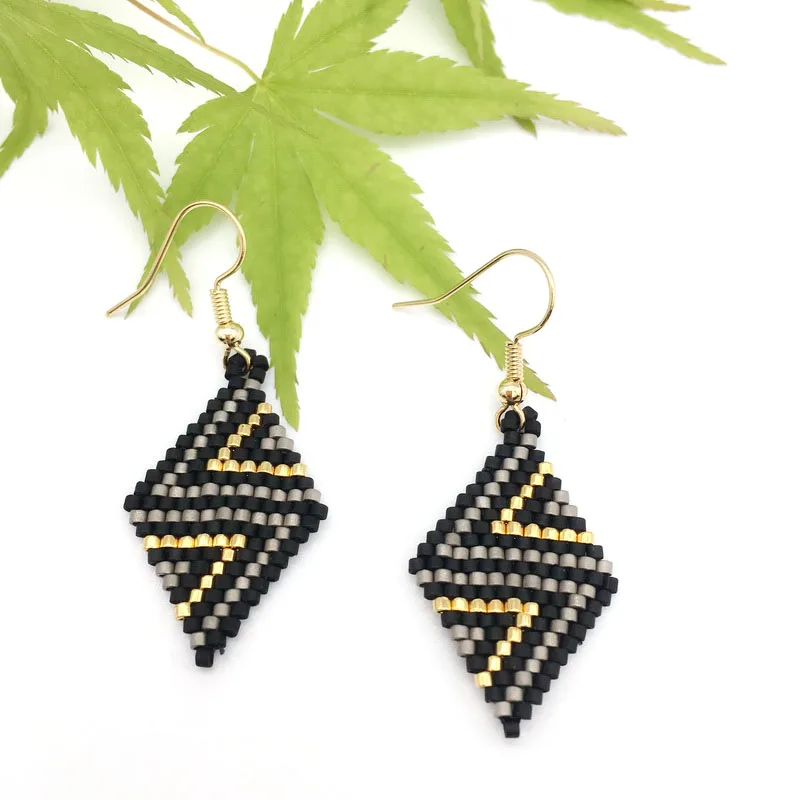 Women Boho Geometric Pattern Earrings Bohemia Earring Handmade Woven Delica Bead jewelry | Украшения и аксессуары