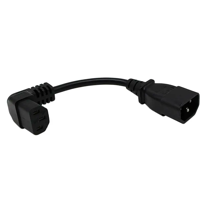 

IEC 320 90 Degree C13 3 Pin Female to C14 3 Pin Male PDU Power Supply Extension Cord for Computer LED HDTV Monitor and Scanner
