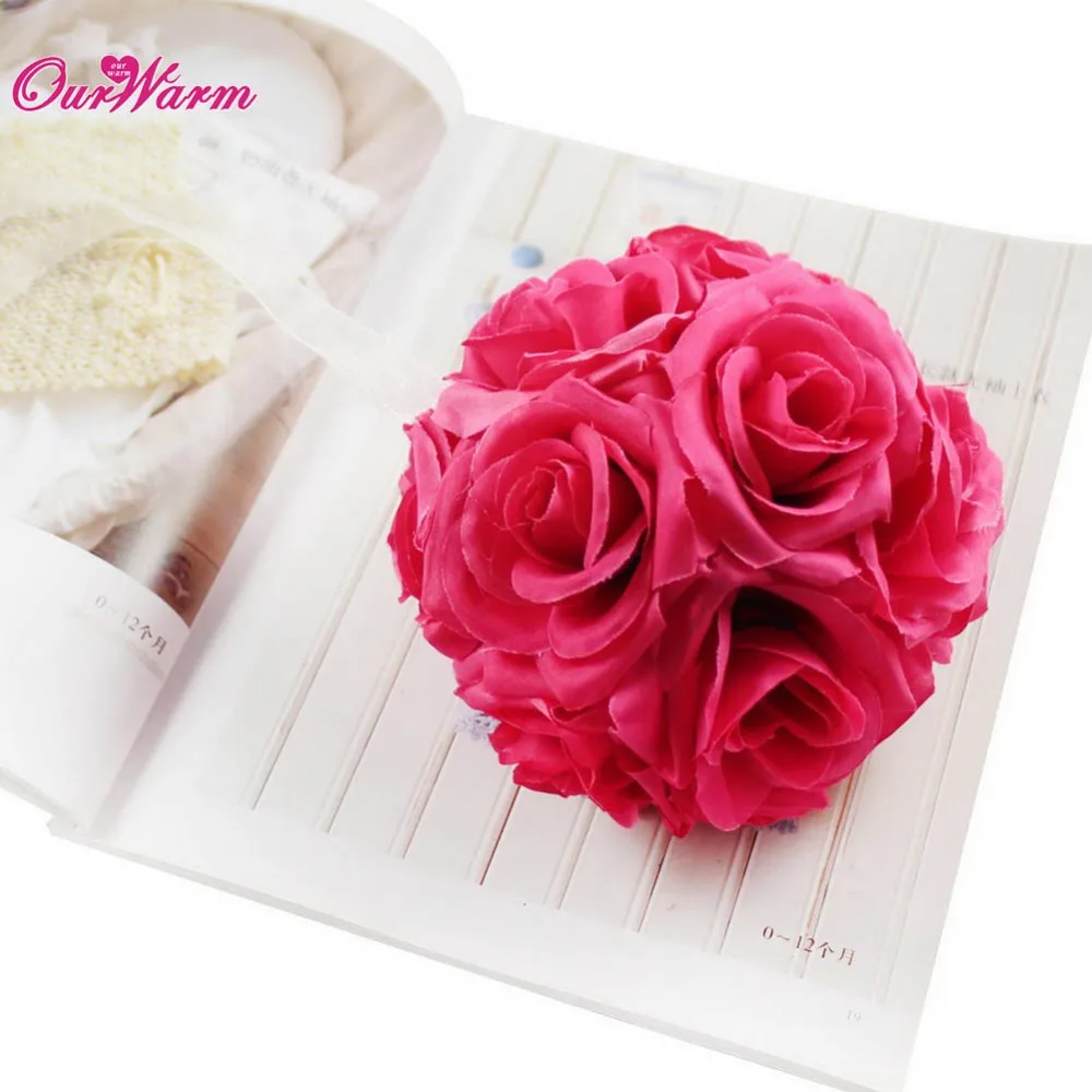 5 unids/lote flores de seda artificiales rosas bolas de centro de mesa de boda Pomander ramo para decoración de fiesta de boda flores decorativas