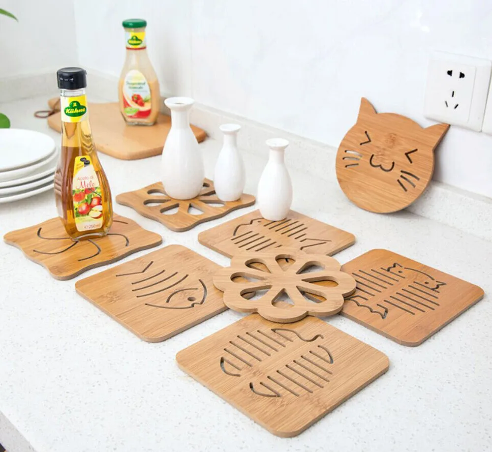 

8styles 1 Pc Wood Heat Resistant Pad Pan Pot Mat Holder Kitchen Cooking Isolation Pad Bowl Cup Coasters Hot Selling fk4