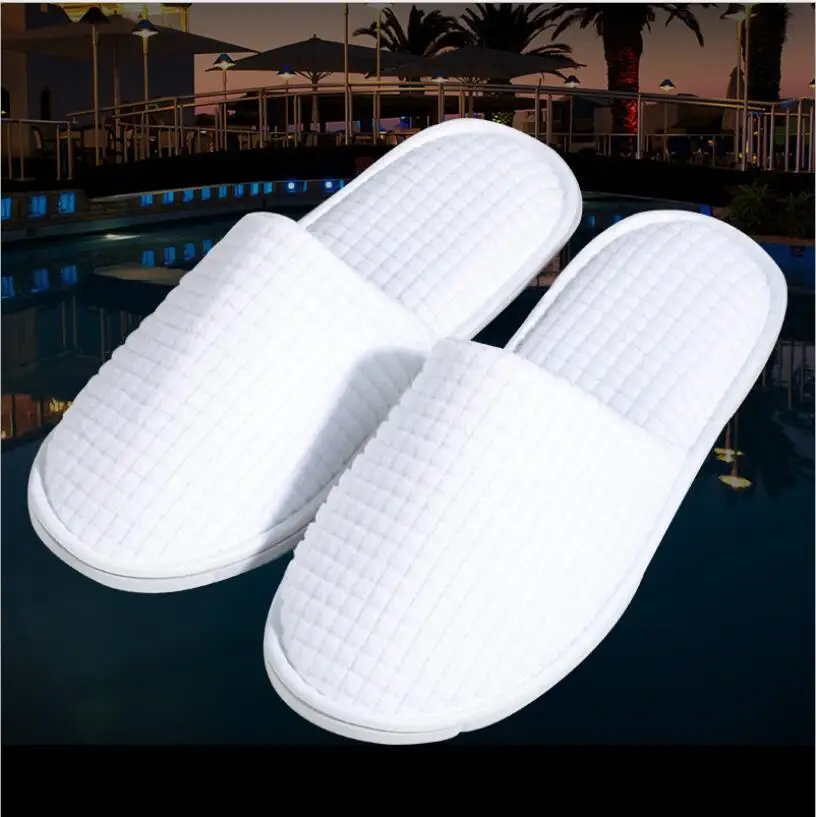 

Top Quality White Fleece Close Toe Spa Slippers home guest slippers Salon Spa Pedicure Flip Flop Tools For Men and Women