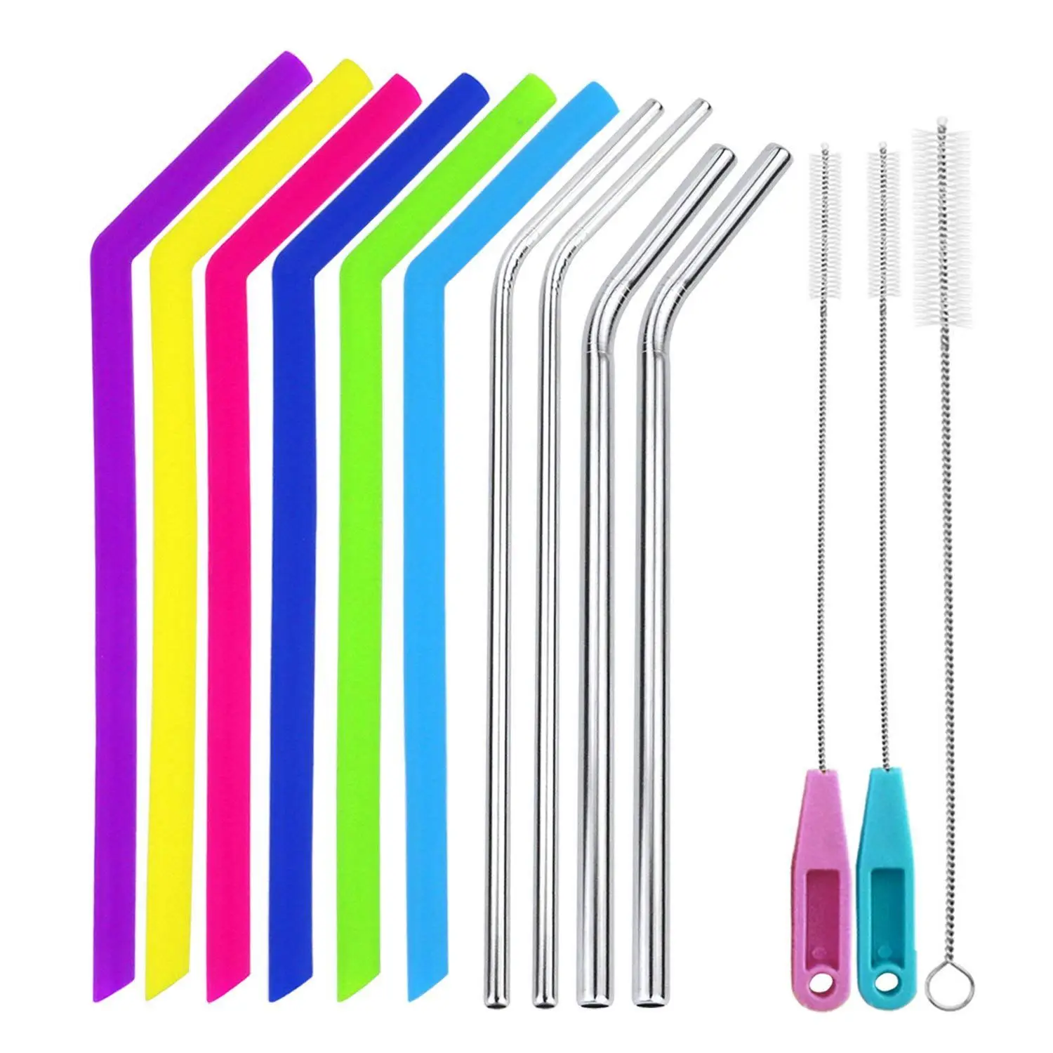 HOT SALE Reusable Silicone Straws BPA Free, Extra Long Flexible