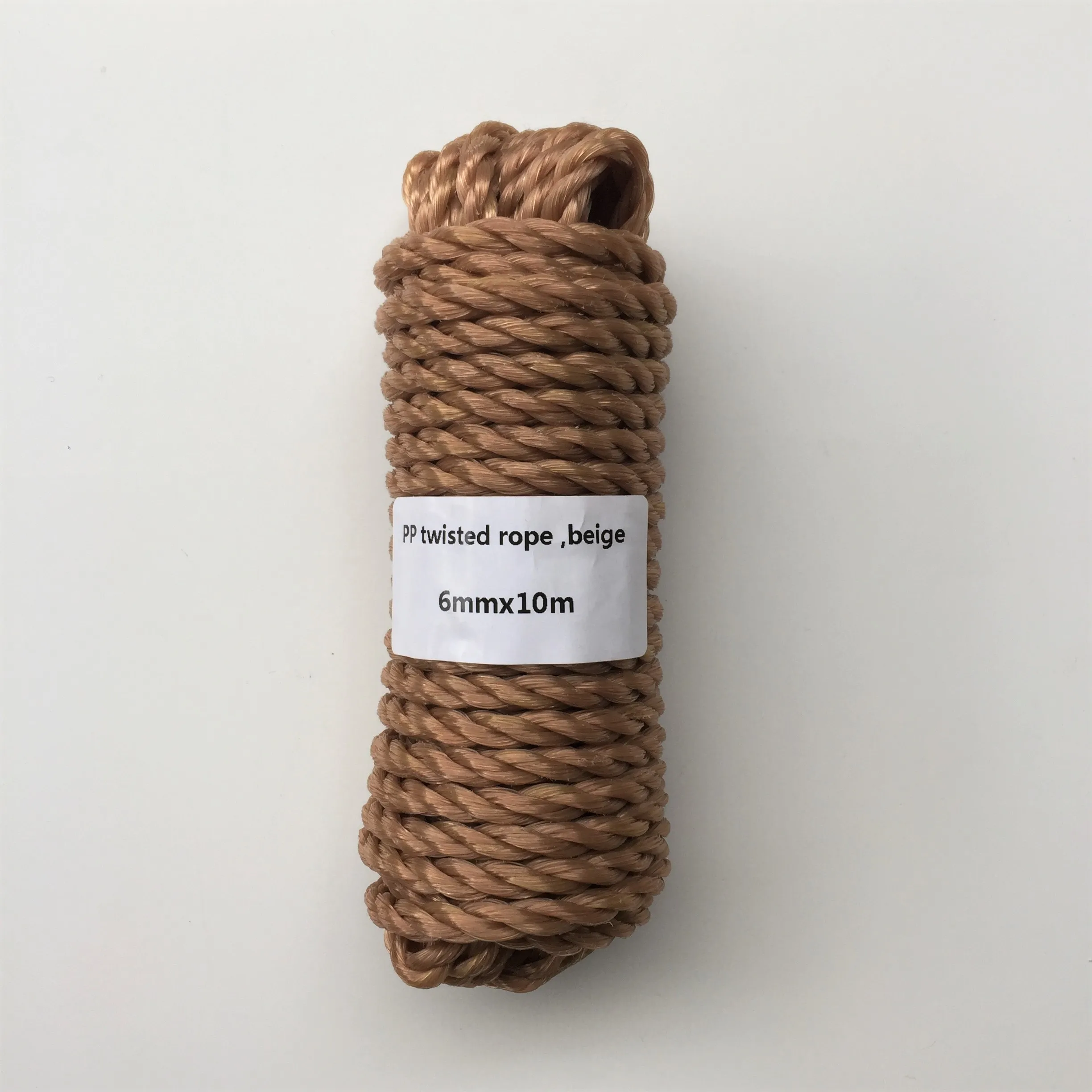 

6mmx10m Beige Heavy Duty Twisted Polypropylene Rope Floating PP Rope Boat Rope Sailing Camping Secure Line Clothes Line