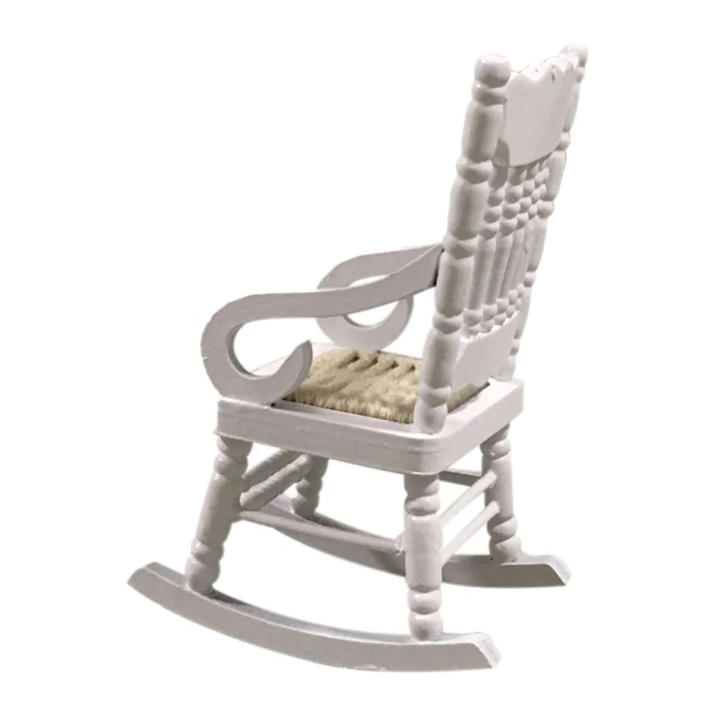 Новинка 1:12 миниатюрная мебель для кукольного домика белое деревянное кресло-качалка пеньковая веревка сиденье для кукол аксессуары для дома Декор Игрушки FF4
