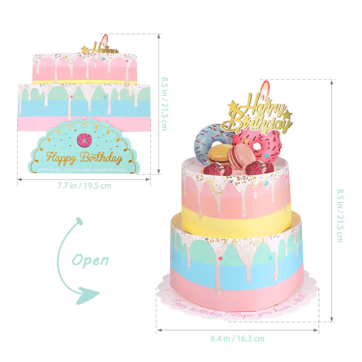 Partykindom 3d Birthday Card 2 Layers Cake Pop Up Greeting