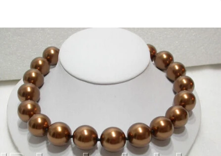 

FREE SHIPPING>>>@@ > 18" 20mm round coffee south sea shell pearls necklace 9^^^@^Noble style Natural Fine jewe &