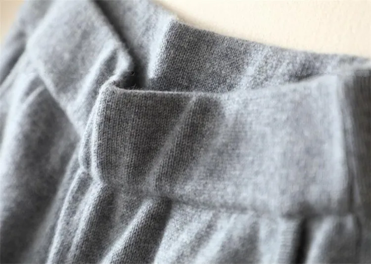 Коза кашемировая шерсть толстый вязаный женский модный свитер Костюмы Vneck пуловер широкие брюки комплект M/L