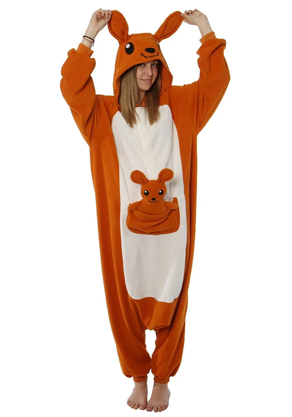 Adult Kangaroo Onesies Pajamas Cosplay Animal Homewear Sleepwear Jumpsuit Costume Women Men