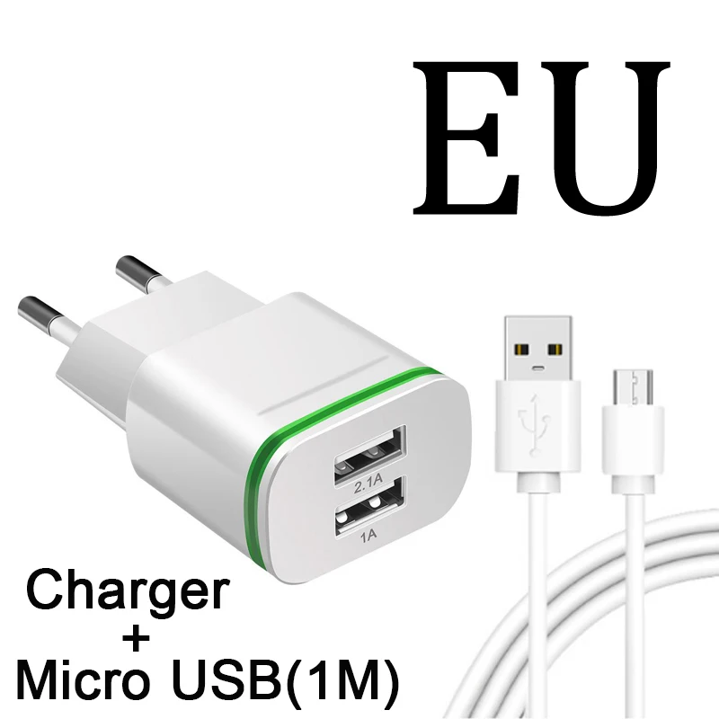 ЕС 2 Plug Dual Порты Зарядное устройство для huawei Коврики 10Lite P smart P8 P9 P10 Lite Pro P smart хонор 6A 7A 7X 7C 6C Pro случае Cargador телефон Micro Usb кабель Мощность адаптер usb Быстрое зарядное устройство