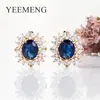 YEEMENG de moda de joyería de la boda de las mujeres de oro fiesta cristal 5 colores azul/rosa/verde/rojo piedra Artificial elegante pendientes de la gota ► Foto 2/6
