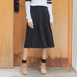 Дропшиппинг 2018 Harajuku женские осенние и зимние средней длины эластичные с высокой талией плиссированные Женские Kawaii милые винтажные юбки
