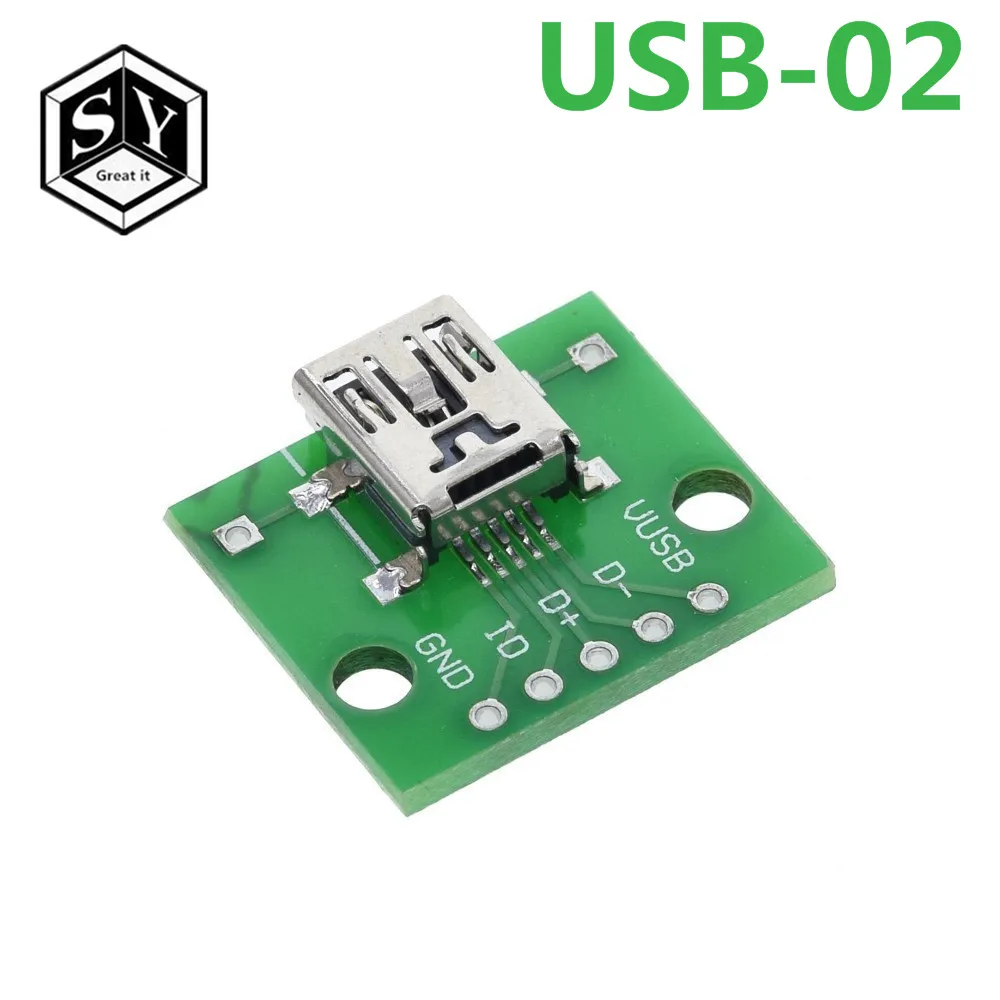 10 шт. USB разъем папа/Мини MICRO DIP адаптер 2 54 мм 5pin Разъем B Тип USB2.0 Женский PCB
