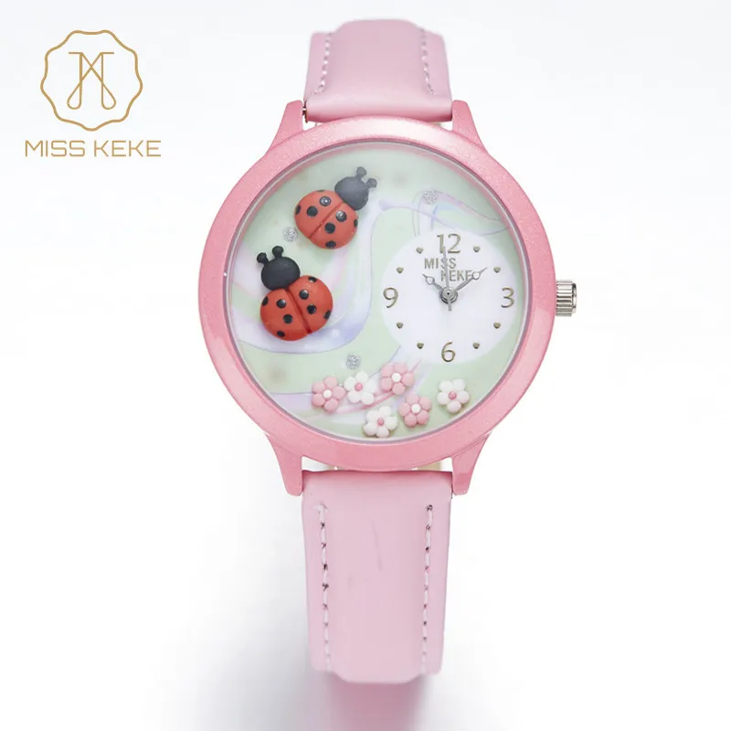 Christmas Gift Relojes Mujer 2016 MISS KEKE 3D Handmade Clay Mini World Ladybug Watch Kids Girl