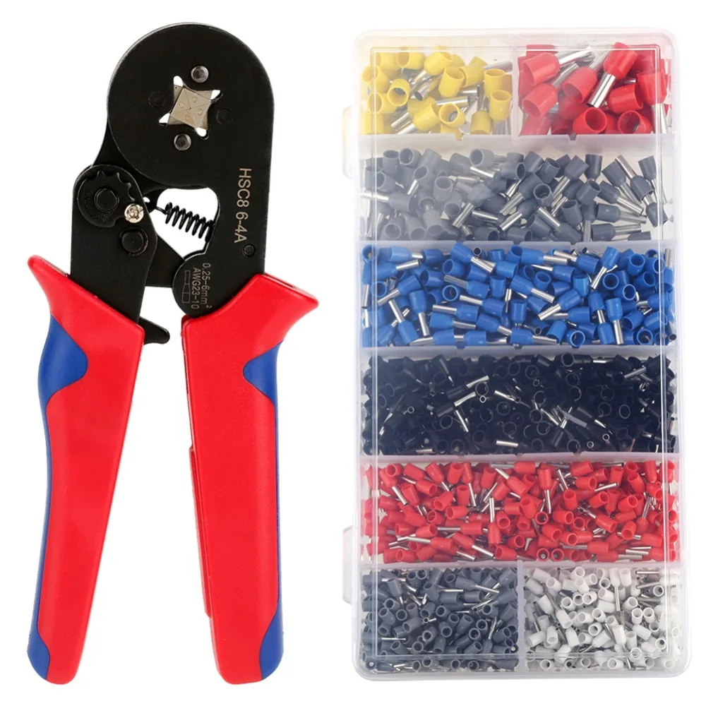 

1pcs Wire Crimping Pliers Tool Ferrule Crimper 0.25-10mm + 1200Pcs Crimp Terminals
