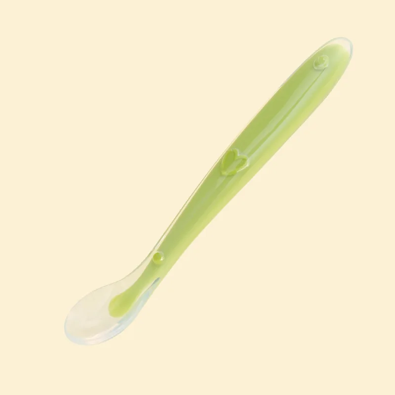 Детские Ложки миски для кормления посуда для детская посуда столовая ложка силиконовые инструменты-для-Лоскутная Лот суповая ложка - Цвет: green