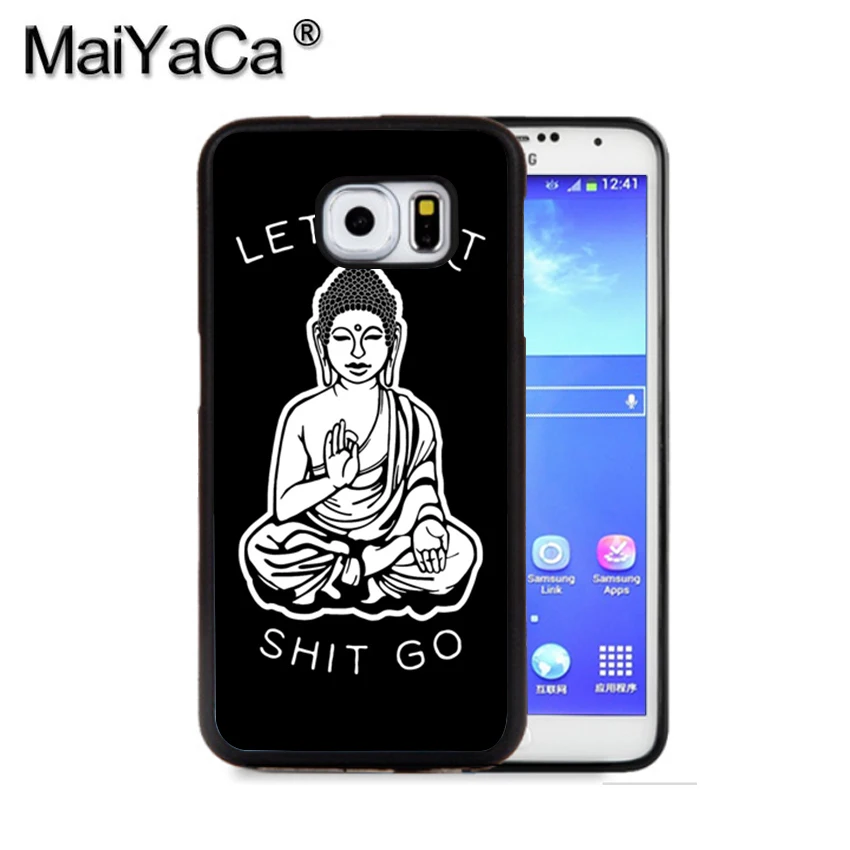 MaiYaCa LET THAT GO BLACK BUDDHA Phone Case For Samsung S9 S8 Plus S7 S6 Edge Note 8 7 5 S5 S4 Mobile Rubber Cases | Мобильные