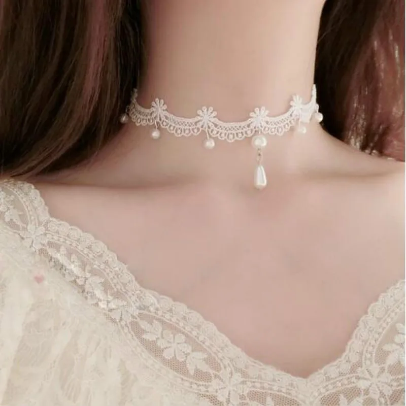 Женское кружевное ожерелье чокер с кисточками и татуировками|collares mujer|lace chokernecklace