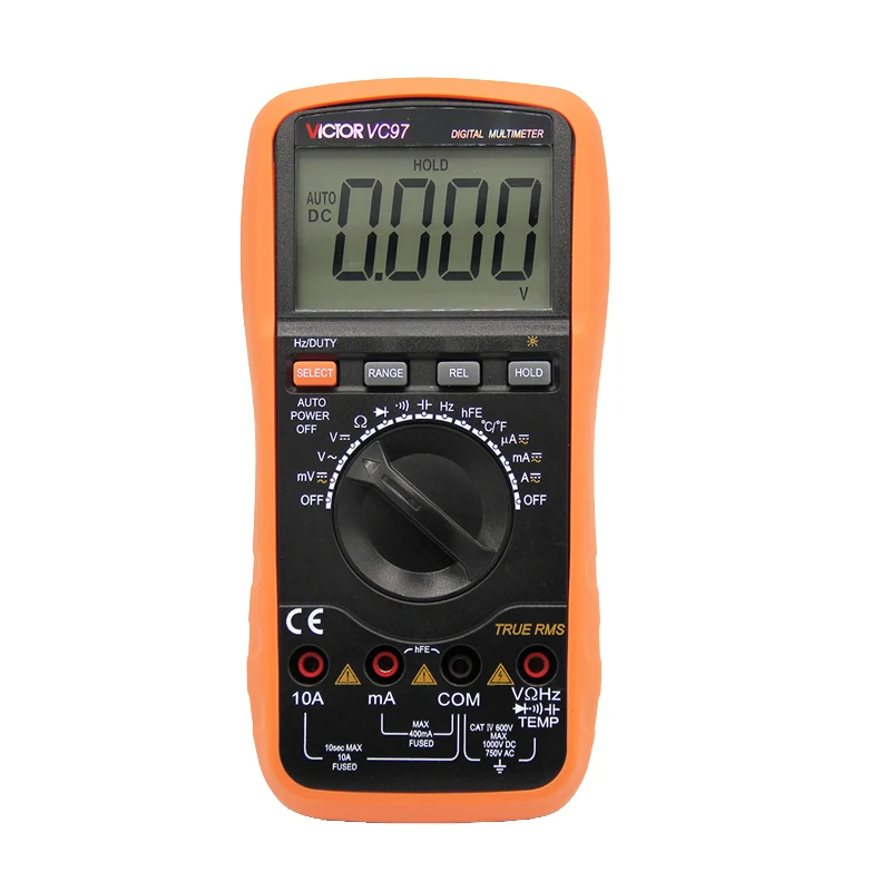 

Victor VC97 multimeter Auto range DMM AC DC Voltmeter Capacitance Resistance True RMS 4000 counts digital multimeter VS FLUKE15B