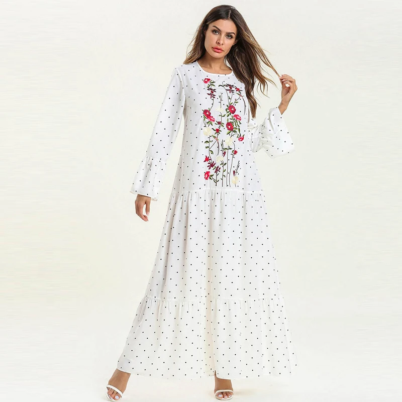 Белый кафтан abaya мусульманская одежда для Дубай мусульманское платье хиджаб Caftan Elbise Ramadan Sukienki платья Eid vestidos robe Arabe Musulmane