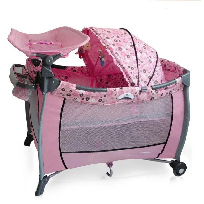 CE Certificate Baby Pink Playpen/ Travel Cot Baby Playard Folding