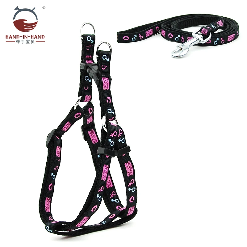

Dog Cat Harness and Leash Small Medium Dog Pet Product LOVE Print Harness and Lead Set