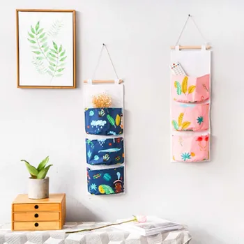 

Flamingo Cartoon Wall Hanging Storage Bags Organizer Closet Kids Children Room Shelves Organizer Door Pouch for Sundries 1PC