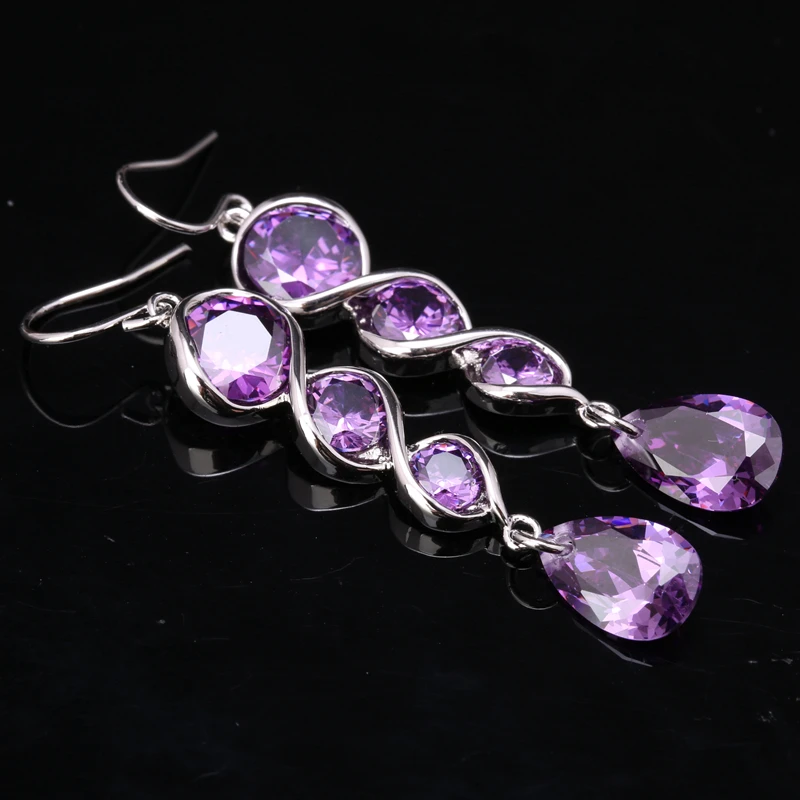

Purple Zirconia Multigems 925 Sterling Silver Drop Dangle Earring S0848