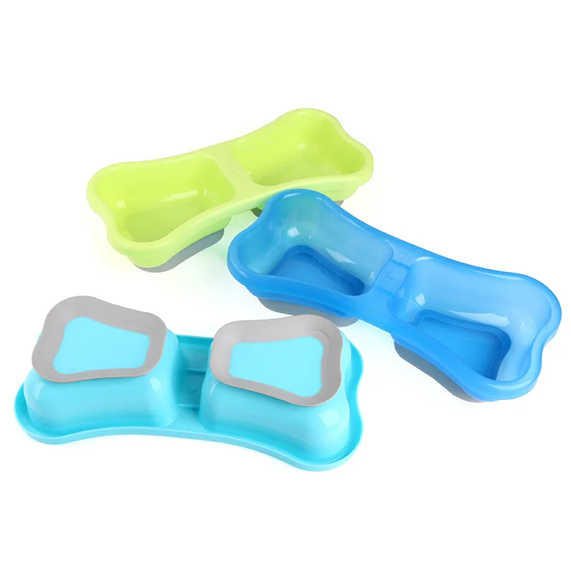 2017 Pet Double Dog Bowl Colored Plastic Pet Bowl High Quality