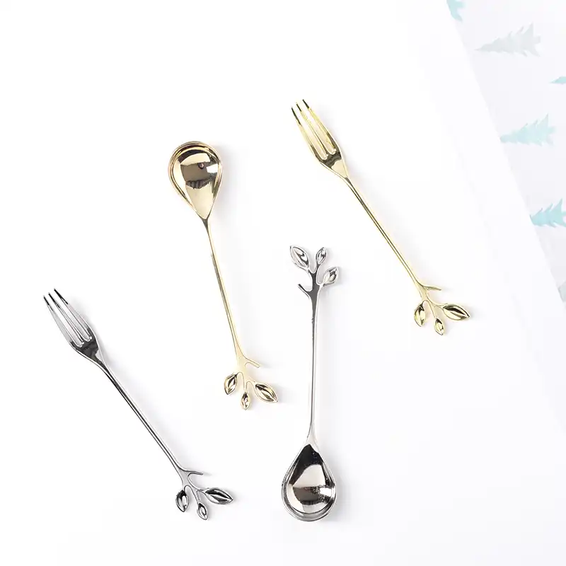 10Pack Stainless Steel Teaspoon Stirring Spoon Coffee Dessert Sundae Ice Cream Spoon Hard and Wearable Cute Kitchen Utensil Spoons Set Leaf Coffee Spoons Set 5Pcs Long /& 5Pcs Short