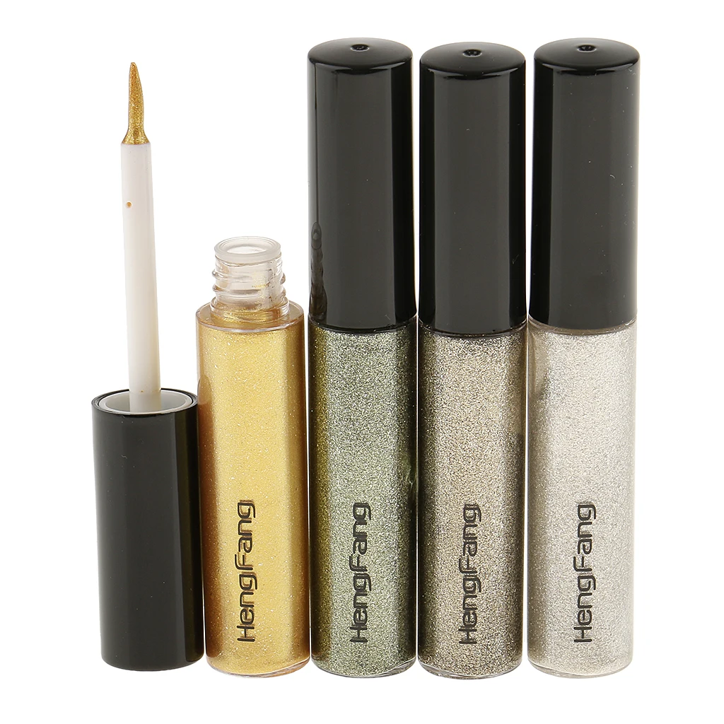 4Pcs/Set Sparkling Glitter Metallic Waterproof Liquid Eye liner Eye Party  Wedding Makeup Eye Liner Tools