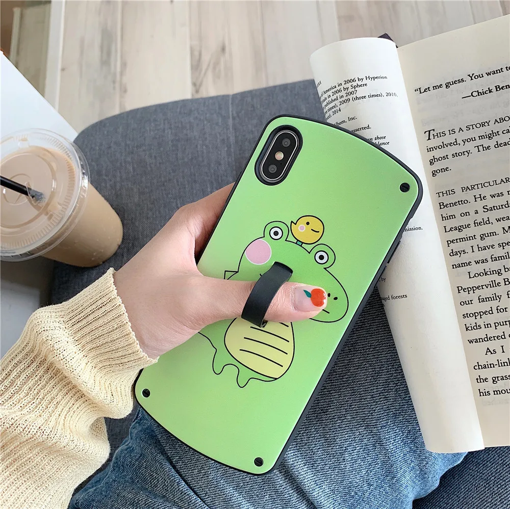 Чехол для iPhone X, XR, XS, Max, 6, 6 S, 7, 8 Plus, чехол с милым мультяшным комиксом, крокодил, динозавр, невидимая задняя крышка с подставкой