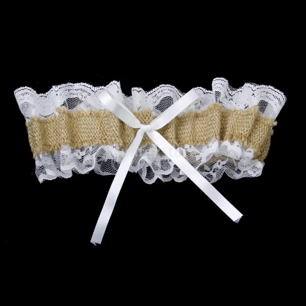 Garter Country Romance Jute Burlap And Lace Bridal Wedding Garter