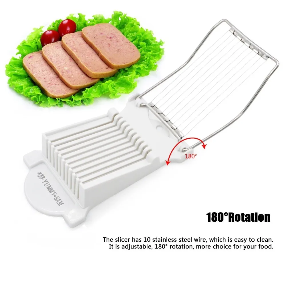 Luncheon Meat Slicer Cheese Boiled Egg Ham Cutter Fruit Slicer BPA Free 180°Rotatio (4)