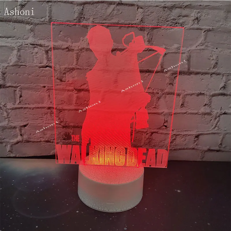 Ashoni The Walking Dead 3D светодиодный Настольный светильник с сенсорным цветом, 7 цветов, изменение акрилового ночного света, украшения для домашней вечеринки, лампа для детей, подарок
