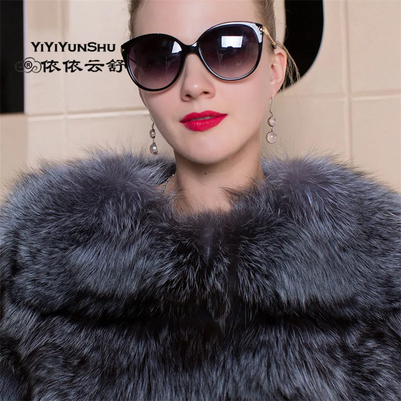 Luxe Manteau Femmes Femme Chaud Mode Pour Silver Épais À Naturel Fourrure Manteaux Véritable Pardessus Fox La Fur De LzSMqpUVG