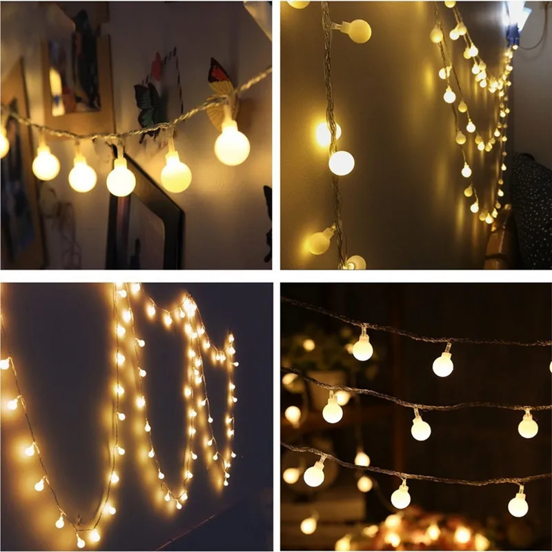 Шаровая светодиодная гирлянда 100LED 10 м 220 в EU/US Светодиодная лампа