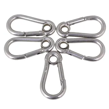 

M5 Secure Lock 304 Stainless Steel 50mm Hook Carabiner Eyelet Pack of 5
