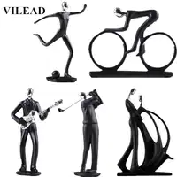 VILEAD 17 Styles Resin Sports Man Figurines Football Bicycle Golf Miniatures Guitar Saxophone Music Player Model Home Deoration