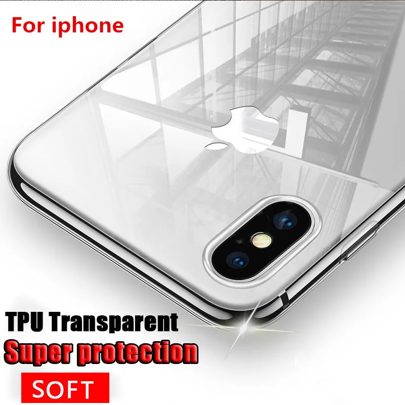 Ultra Thin Silicon Transparent Case For iPhone 8 7 Plus 6 6S Cases Soft TPU Cover 5 5S SE X Phone Capa | Мобильные телефоны и