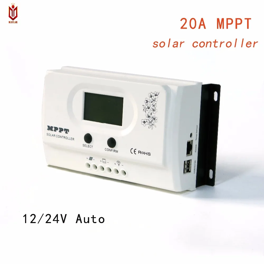

MAYLAR MPPT 20A Solar Charge Controller Charging 12V 24V Auto for Max.100VDC Input off Grid PV Power System with USB 5V3A RS485