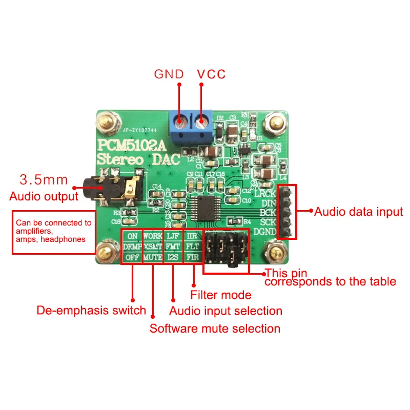 PCM5102A цифровой аудио ies IIS стерео DCA декодер плата модуль USB к ies выход 32 бит 384 кГц T0574