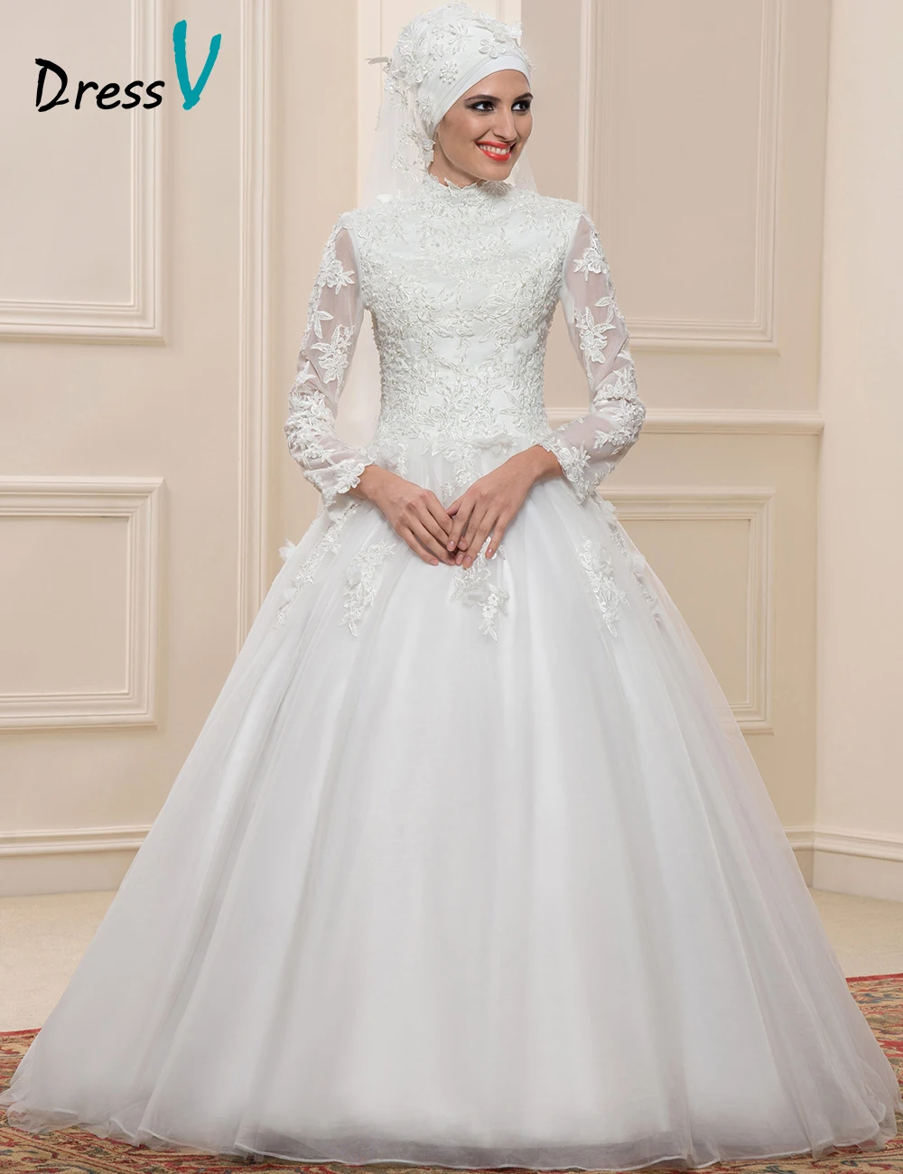 Dressv Muslim Lace Ball Gown font b Wedding b font font b Dresses b font Long