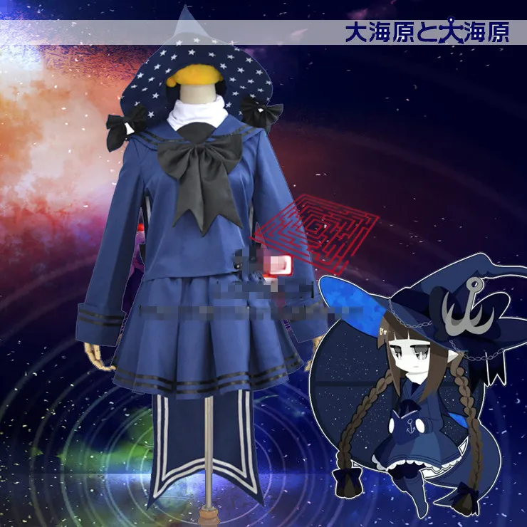 

Anime! Wadanohara and the Great Blue Sea Wadanohara Uniform Cosplay Costume For Women top+skirt+hat+bowknot Free Shipping