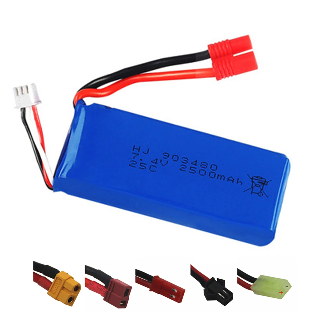 

Upgrade Lipo battery 2500mAh 7.4V 25C For 12428 12423 144001 FT009 RC Car Boat 2s 7.4v Battery For Syma X8 X8W X8G Helicopter