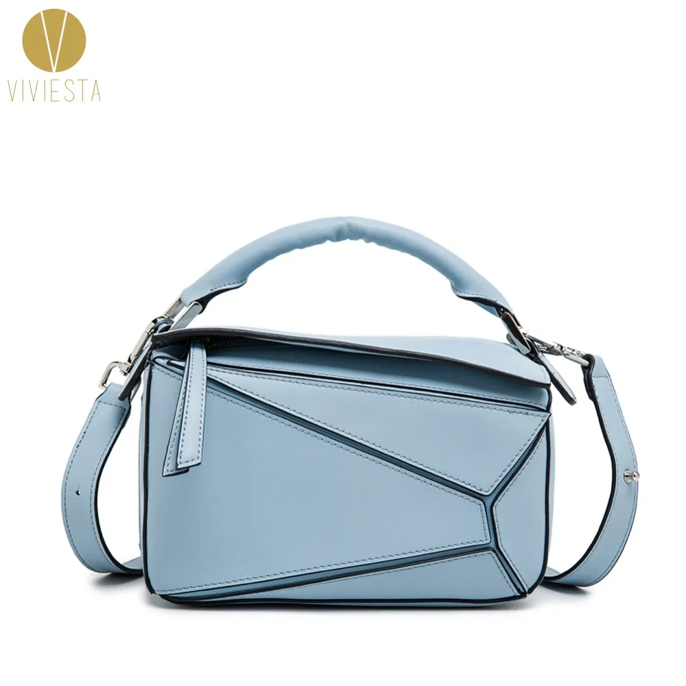 

GENUINE LEATHER TANGRAM SHOULDER BAG - Women's 2018 Spring Trend Hollywood Celebrity Fashion Luxury Top Handle Crossbody Handbag