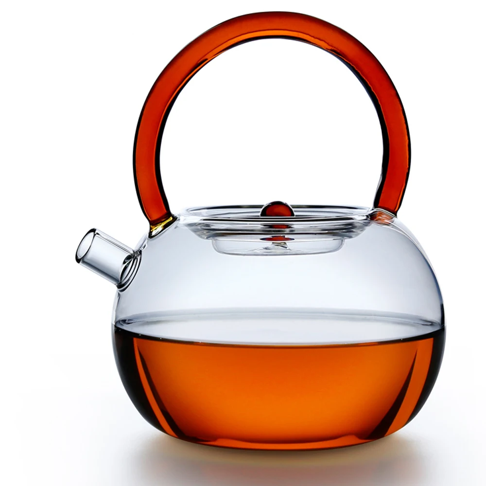

2017 NEW Elegant 800ml Glass Boiling Kettle Heatable Borosilicate Glass Pot Kitchen Girder Kettle with Colorful Handle