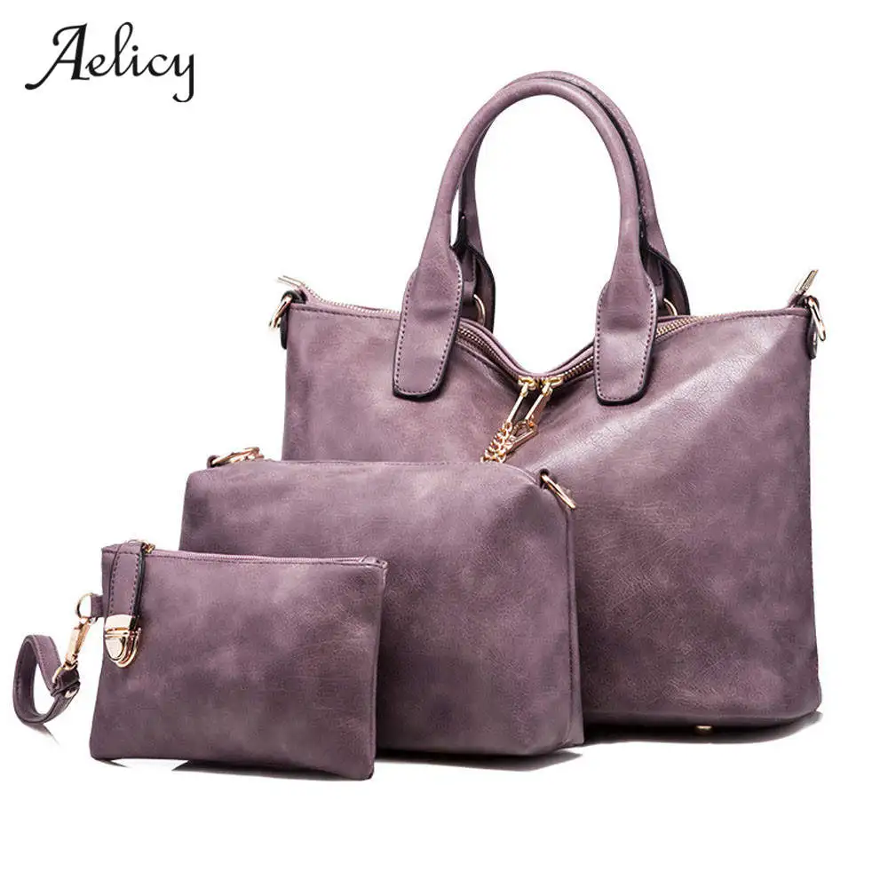 Aelicy luxury High Quality 3 Sets Leather Women Handbags And Purse